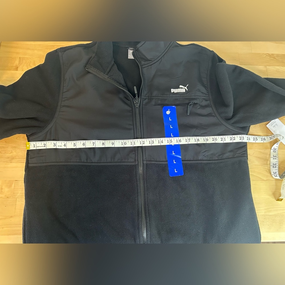 Puma Mens Large Black Full Zip Fleece Jacket Athletic Lightweight NWT - Picture 6 of 9